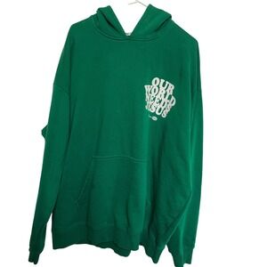 Elevated Faith Our World Needs Jesus Green Graphic Hoodie XL Oversize Sweatshirt